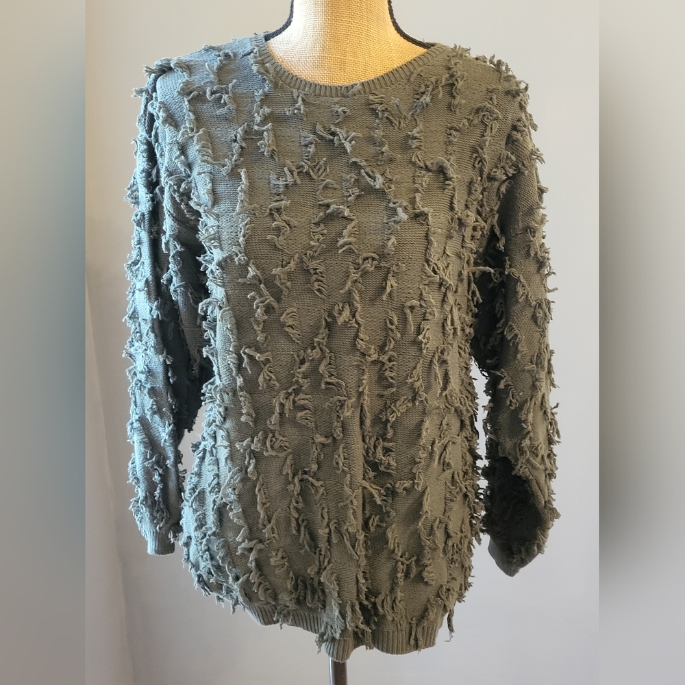 Studio Collection Vintage 80s Green Cotton Sweater Medium